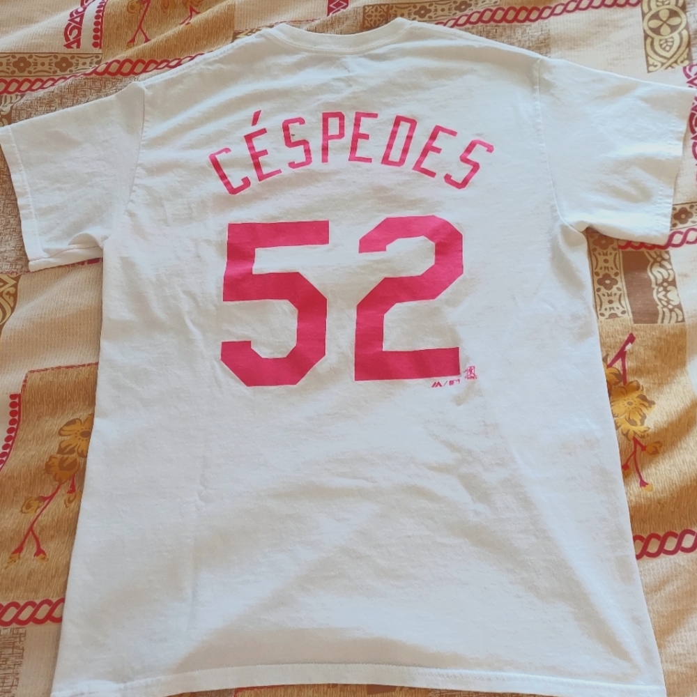 Majestic MLB new york Mets yoenis cespedes shirt white/pink M